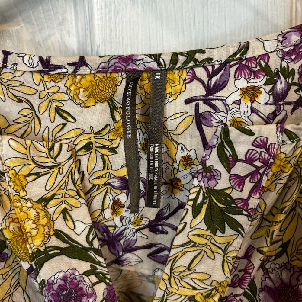 Anthropologie Purple and Yellow Floral Somerset Maxi Dress - Picture 3 of 3